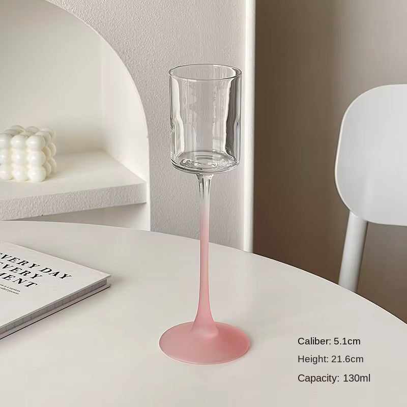 130Ml Matte Pink Goblet Home Creative Slightly Drunk Girl Cute Straight Red Wine Glass Champagne Cocktail Glass