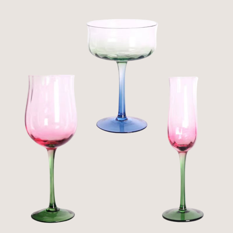 Flowers Bloom in the World 150-400Ml Goblet Artificial Blowing Red Wine Cocktail Champagne Cup Family Festival Drinkware Glass