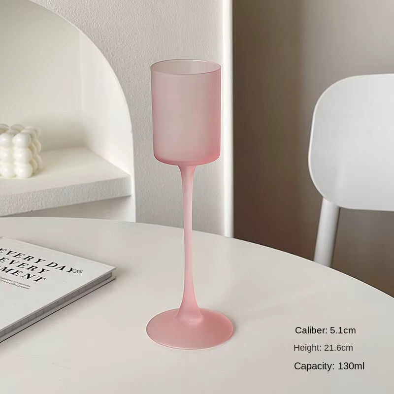 130Ml Matte Pink Goblet Home Creative Slightly Drunk Girl Cute Straight Red Wine Glass Champagne Cocktail Glass