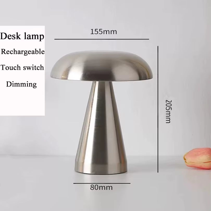 LED Table Lamp Retro Mushroom Touch Sensor Bedside Lamp Rechargeable Reading Lights for Bedroom Restaurant Bar Decor Lighting