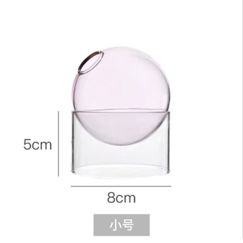 Mini round Flower Vase Hydroponic Container Micro Landscape Glass Ecological Bottle Borosilicate Glass Bottle with Home Decorate