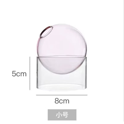 Mini round Flower Vase Hydroponic Container Micro Landscape Glass Ecological Bottle Borosilicate Glass Bottle with Home Decorate