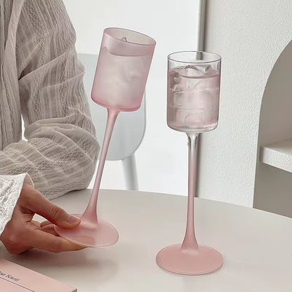 130Ml Matte Pink Goblet Home Creative Slightly Drunk Girl Cute Straight Red Wine Glass Champagne Cocktail Glass