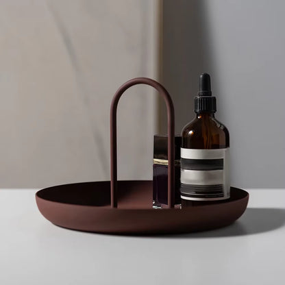 Nordic Tray round Portable Tray with Handle for Sundries and Small Objects Desktop Home Decor for Necklace Jewelry Storage