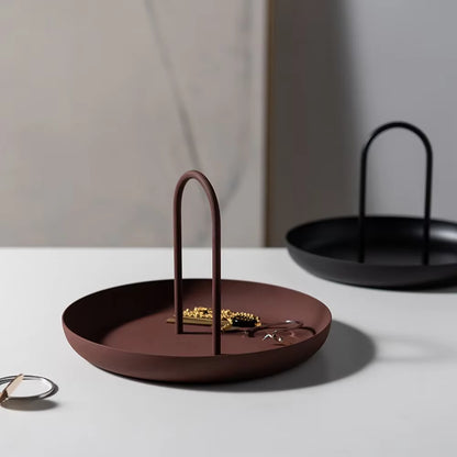 Nordic Tray round Portable Tray with Handle for Sundries and Small Objects Desktop Home Decor for Necklace Jewelry Storage