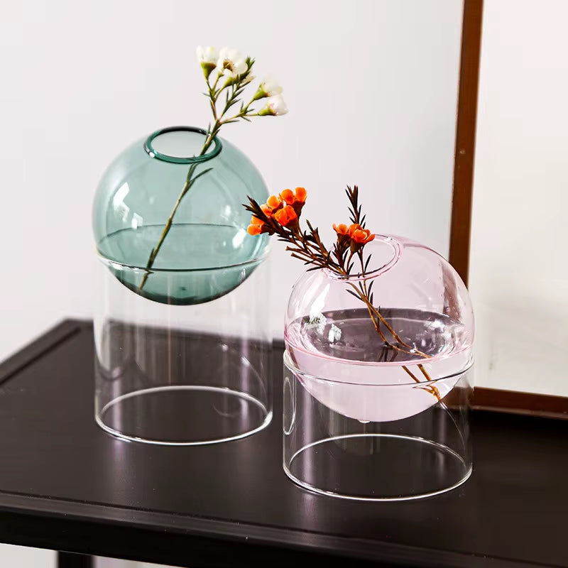Mini round Flower Vase Hydroponic Container Micro Landscape Glass Ecological Bottle Borosilicate Glass Bottle with Home Decorate