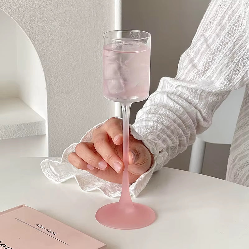 130Ml Matte Pink Goblet Home Creative Slightly Drunk Girl Cute Straight Red Wine Glass Champagne Cocktail Glass