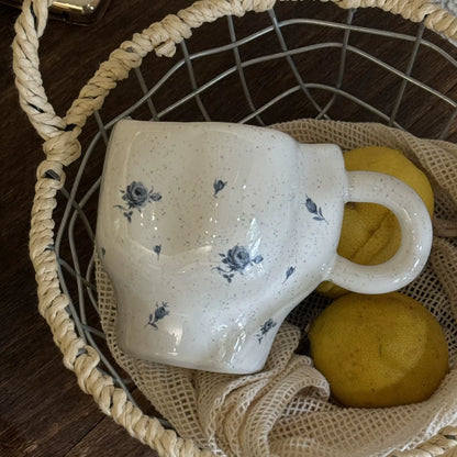 Original Handmade Blue Rose Cup Ceramic High-Value Mug