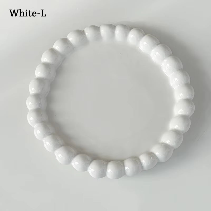 Ins Style Beaded Dessert Plate French Western Food Plate Ceramic Breakfast Plate Ornaments Poses Ceramic Dishes