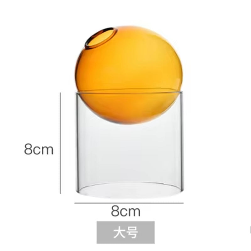 Mini round Flower Vase Hydroponic Container Micro Landscape Glass Ecological Bottle Borosilicate Glass Bottle with Home Decorate