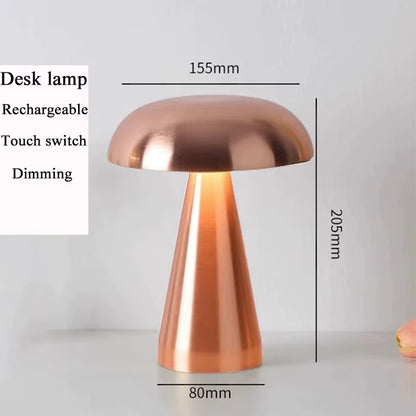 LED Table Lamp Retro Mushroom Touch Sensor Bedside Lamp Rechargeable Reading Lights for Bedroom Restaurant Bar Decor Lighting