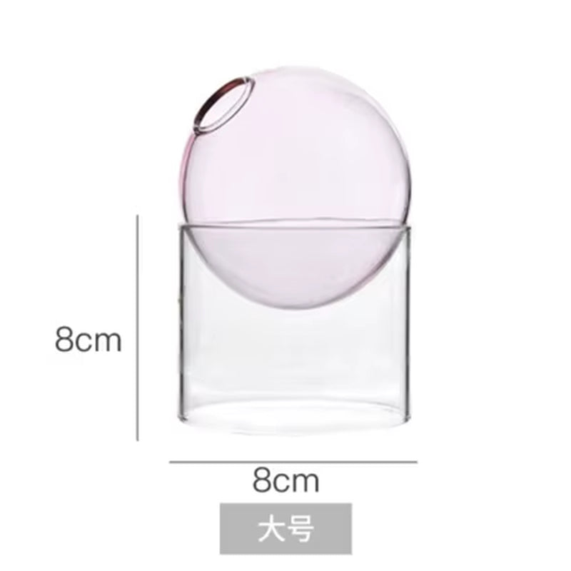 Mini round Flower Vase Hydroponic Container Micro Landscape Glass Ecological Bottle Borosilicate Glass Bottle with Home Decorate