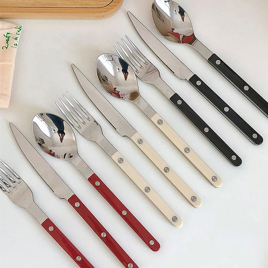 4Pcs/Set Tableware 304 Stainless Steel Multiple Colors Table Spoon Knife Fork Tea Spoons Kitchen Food Dinner Modernly Decoration