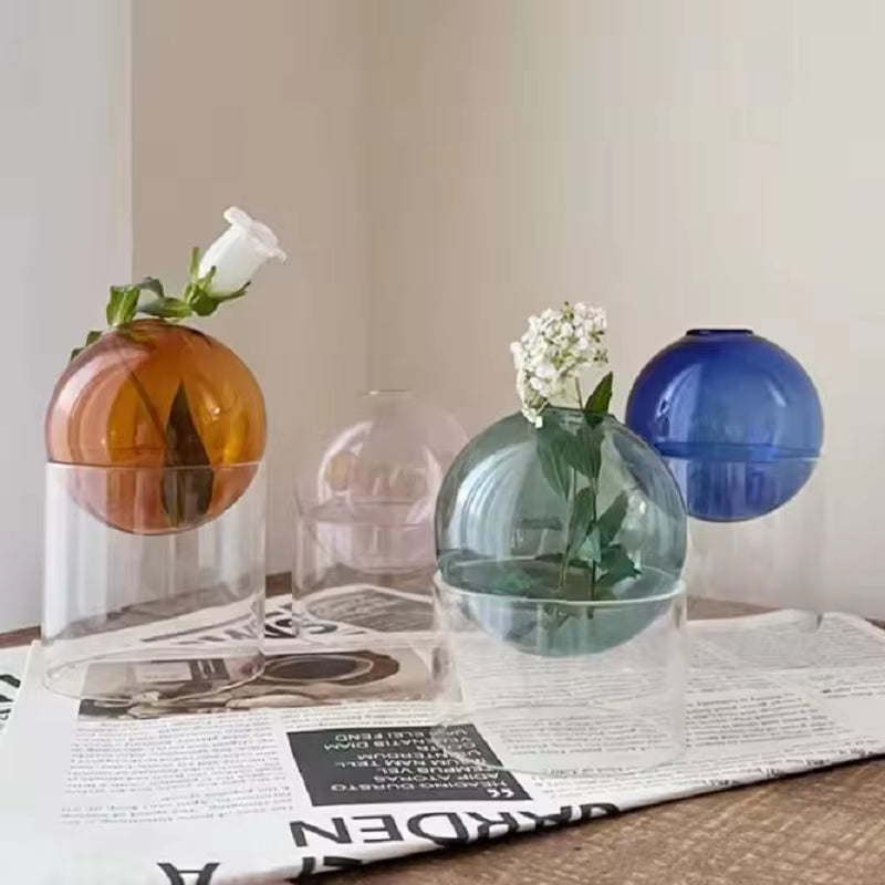 Mini round Flower Vase Hydroponic Container Micro Landscape Glass Ecological Bottle Borosilicate Glass Bottle with Home Decorate