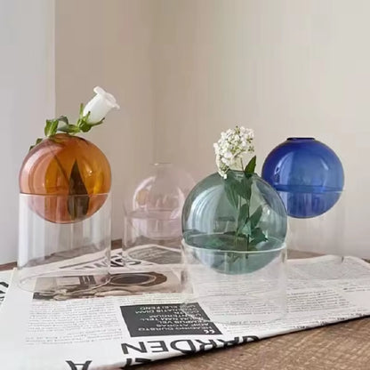 Mini round Flower Vase Hydroponic Container Micro Landscape Glass Ecological Bottle Borosilicate Glass Bottle with Home Decorate