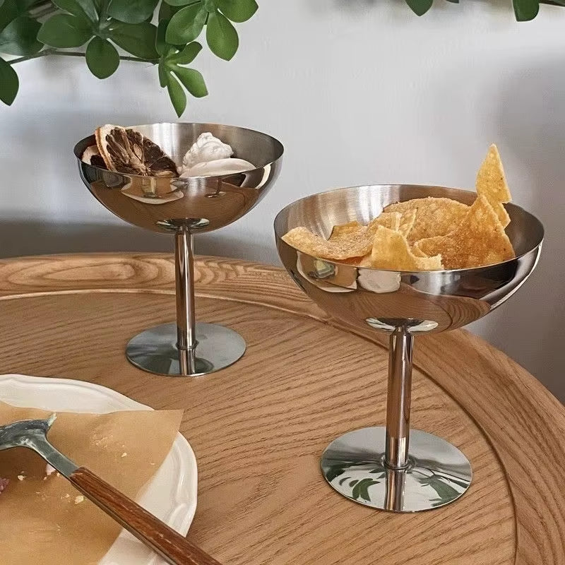 Stainless Steel Dessert Cups，Luxury Ice Cream Cup High Footed Yogurt Dessert Cup，Serving Plates，Fruit Bowl Cake Dish