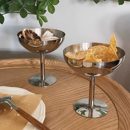 Stainless Steel Dessert Cups，Luxury Ice Cream Cup High Footed Yogurt Dessert Cup，Serving Plates，Fruit Bowl Cake Dish