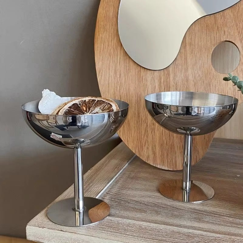 Stainless Steel Dessert Cups，Luxury Ice Cream Cup High Footed Yogurt Dessert Cup，Serving Plates，Fruit Bowl Cake Dish