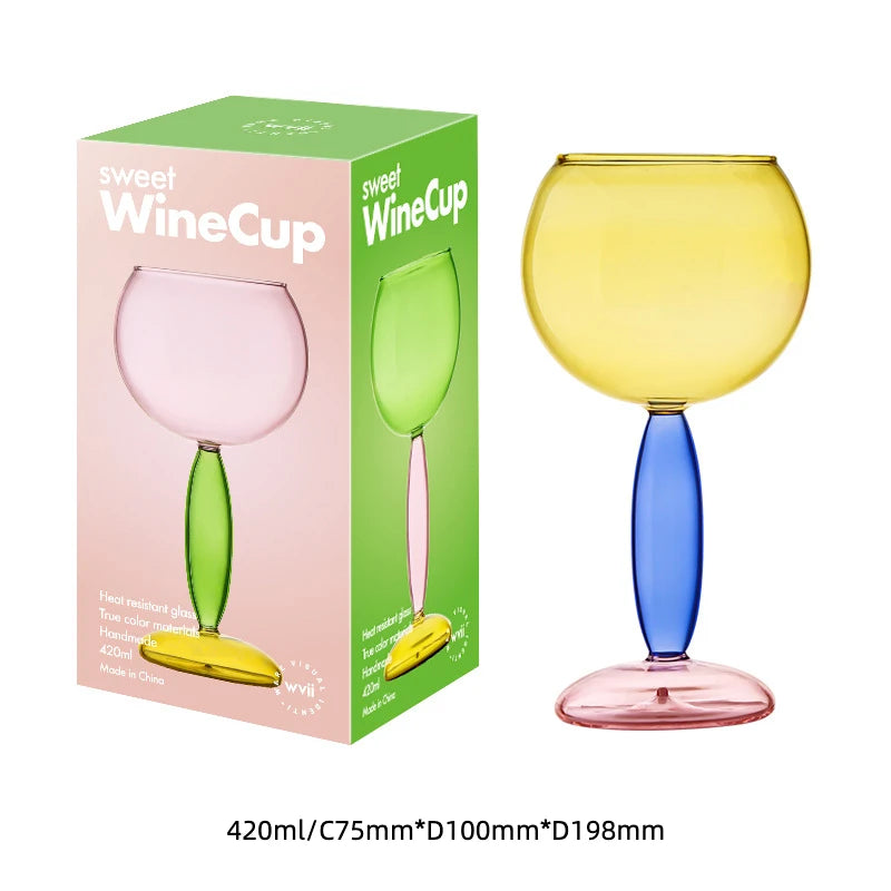 High Borosilicate Creative Multicolored Wine Goblet Glass