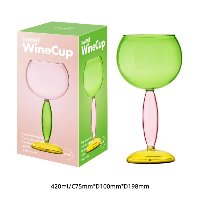 High Borosilicate Creative Multicolored Wine Goblet Glass