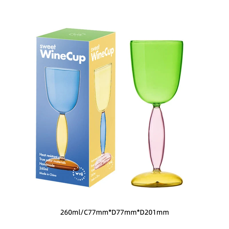 High Borosilicate Creative Multicolored Wine Goblet Glass