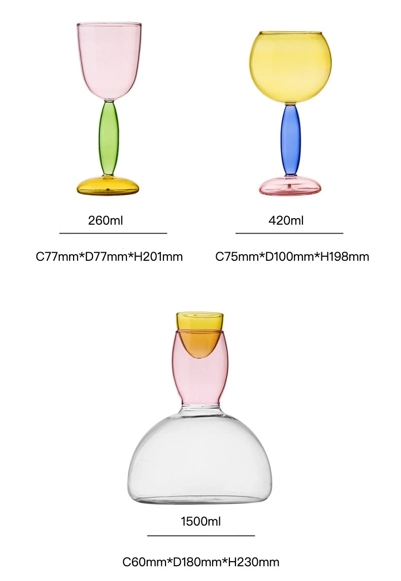 High Borosilicate Creative Multicolored Wine Goblet Glass