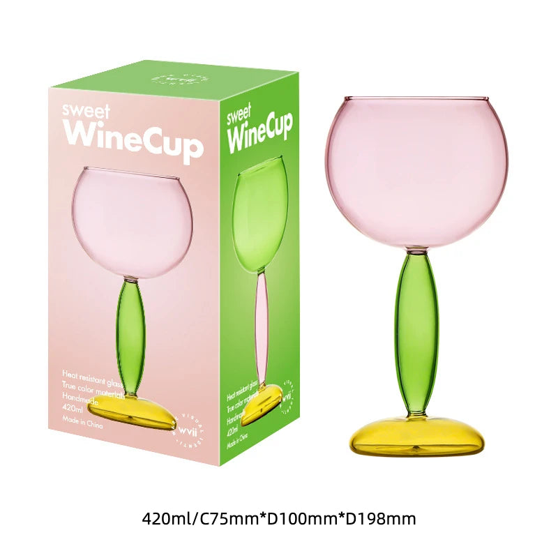 High Borosilicate Creative Multicolored Wine Goblet Glass