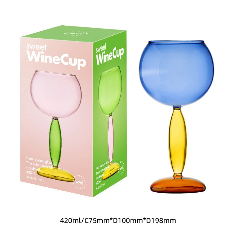 High Borosilicate Creative Multicolored Wine Goblet Glass