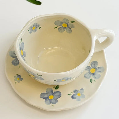 Ceramic Hand-painted Coffee Cups and Saucers