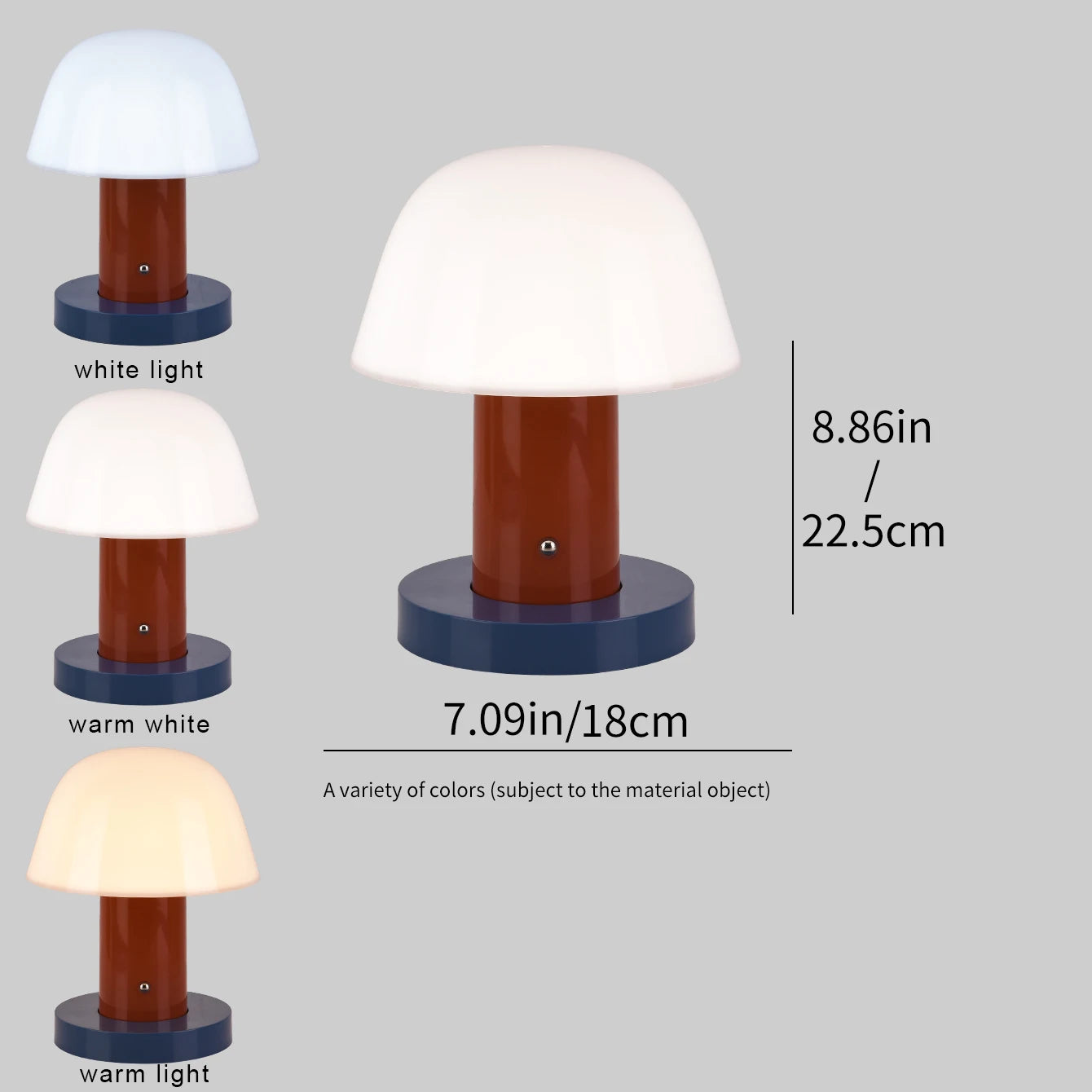 Rechargeable Mushroom LED Night Light with Touch Dimming