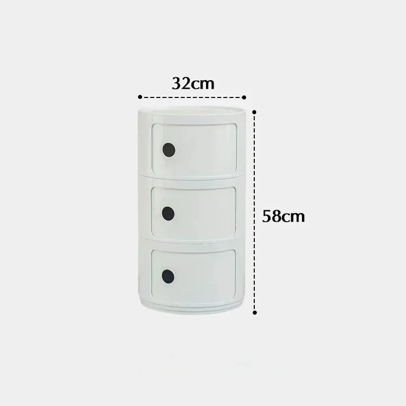 Modern Minimal Nightstand – Stackable Round Side Table with Storage, Small Space Bedside Table, Aesthetic Home Decor
