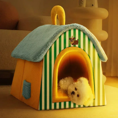 Soft Coral Fleece Pet Bed with Removable Cover