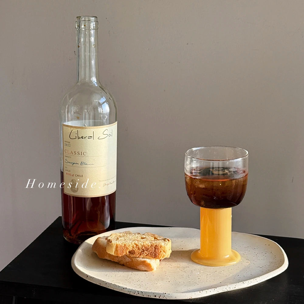 Big Capacity Cute Glass Goblet with Color Handle