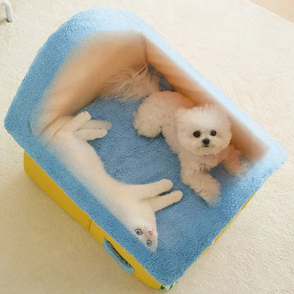 Soft Coral Fleece Pet Bed with Removable Cover