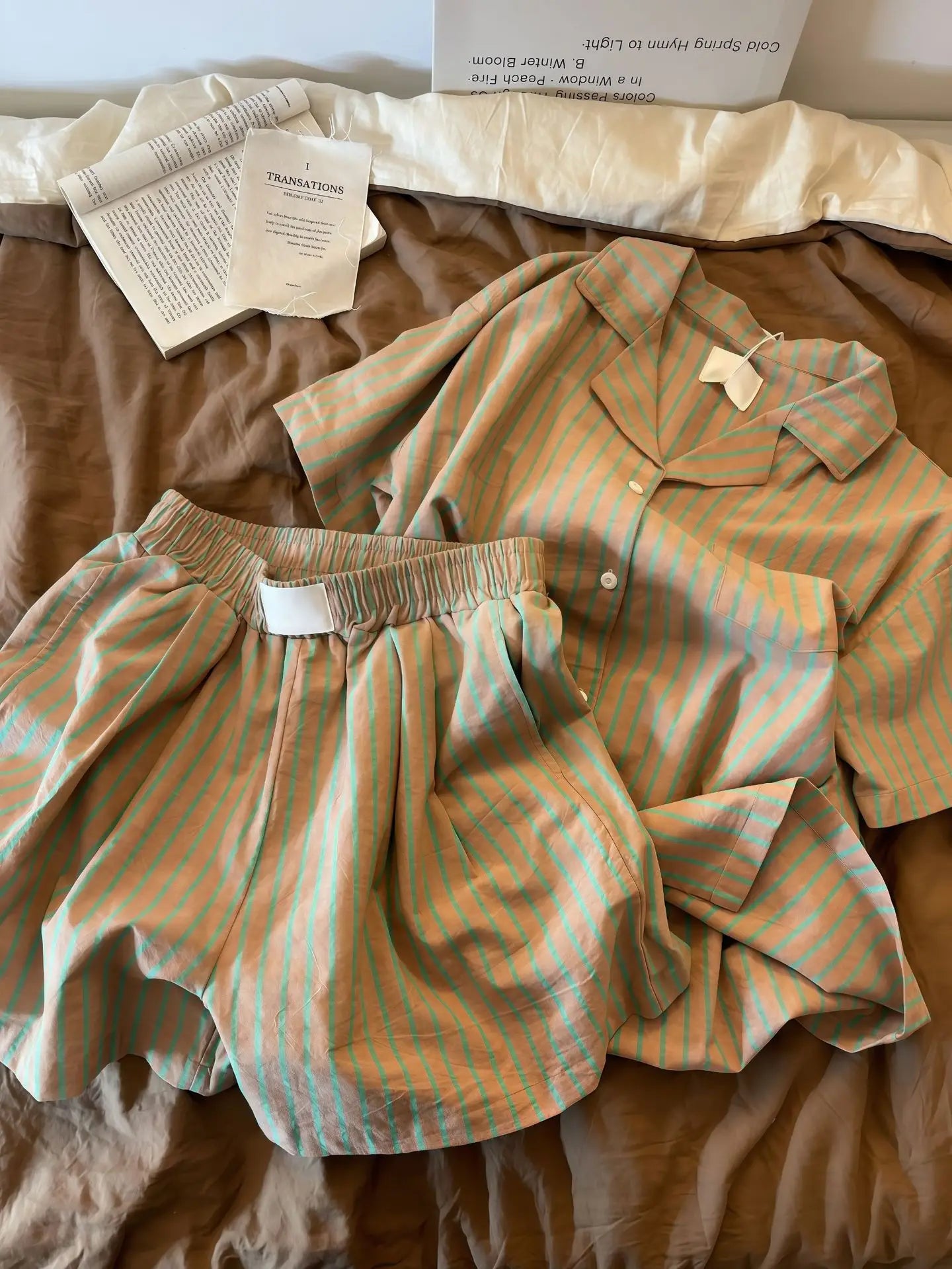 Women's Ice Silk Pajama Set Summer Short Sleeve & Shorts Soft Breathable Loungewear