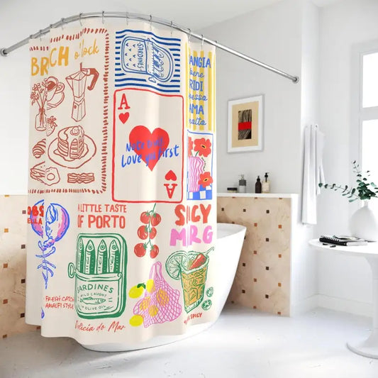Hand Drawn Doodle Unique Shower Curtain