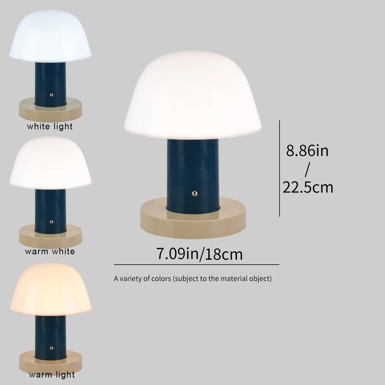 Rechargeable Mushroom LED Night Light with Touch Dimming