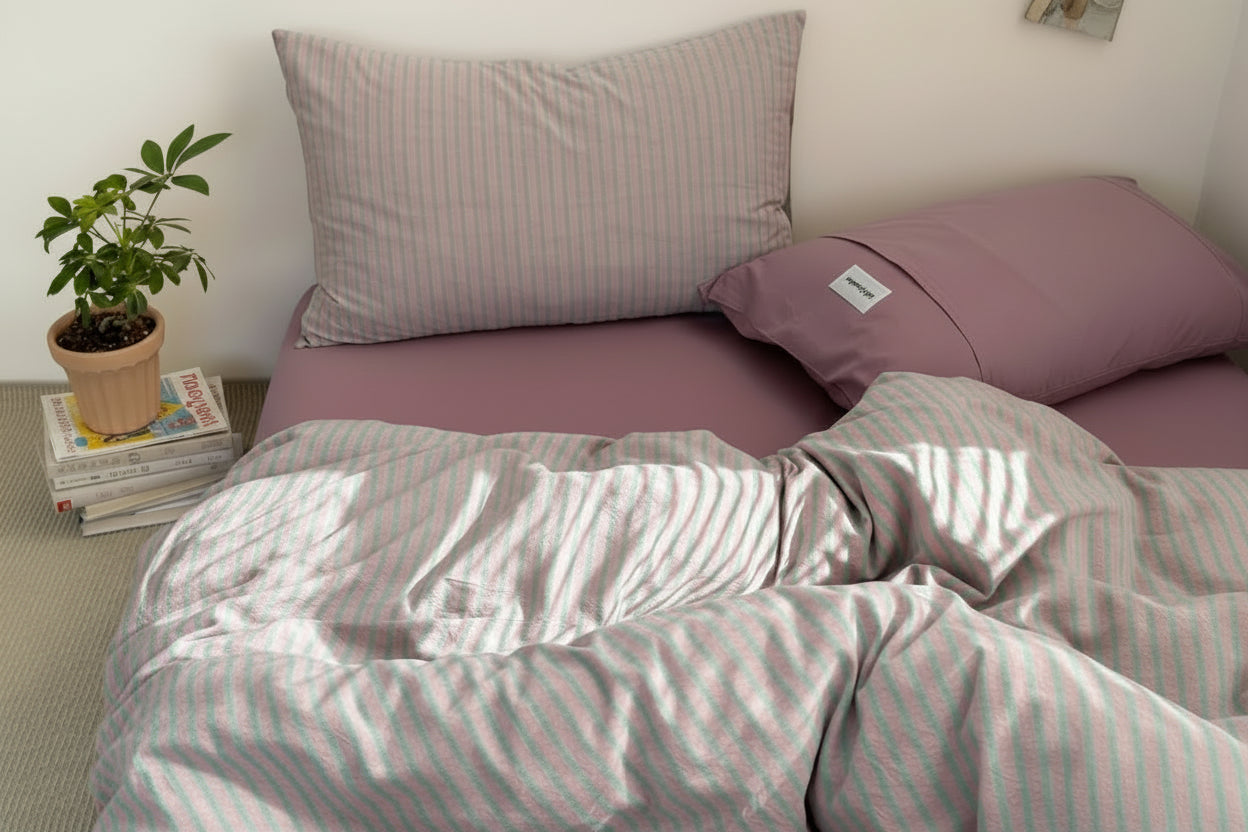 100%Cotton Striped Duvet Cover Set