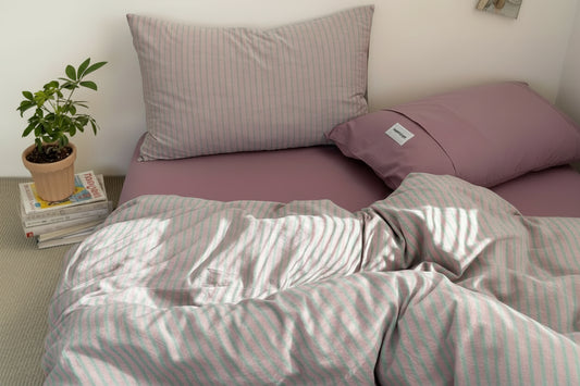 100%Cotton Striped Duvet Cover Set