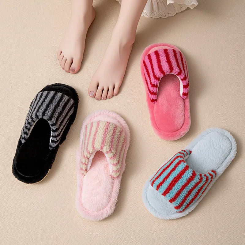 Autumn and Winter Striped  Women's Slippers