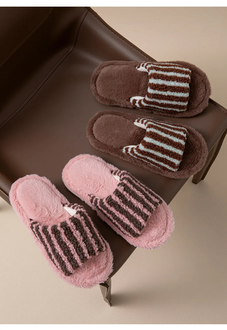 Autumn and Winter Striped  Women's Slippers
