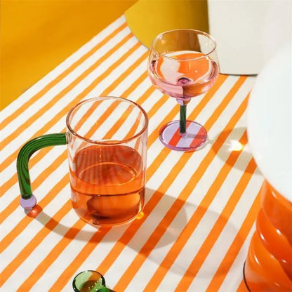 Long Handle Glass Mug with Spoon