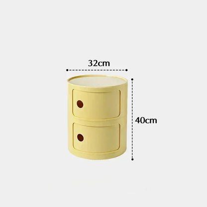 Modern Minimal Nightstand – Stackable Round Side Table with Storage, Small Space Bedside Table, Aesthetic Home Decor