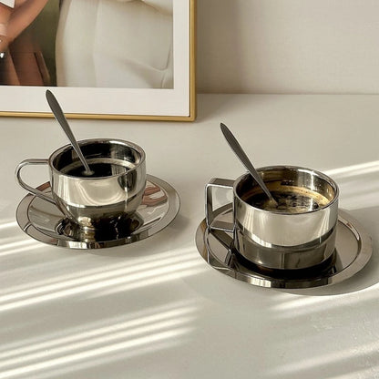 Minimal Stainless Steel Coffee Cup Set