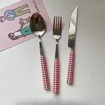 Grid Ceramic Handle Cutlery Set