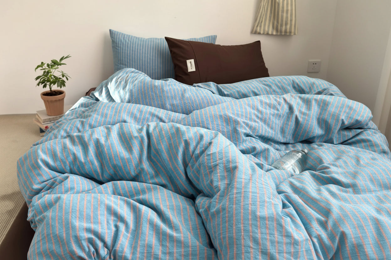 100%Cotton Striped Duvet Cover Set