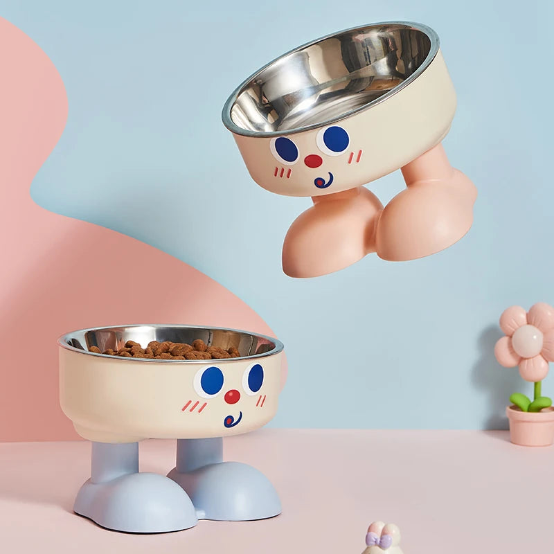 Smiley Face Stainless Steel Pet Feeding Bowl