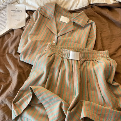 Women's Ice Silk Pajama Set Summer Short Sleeve & Shorts Soft Breathable Loungewear