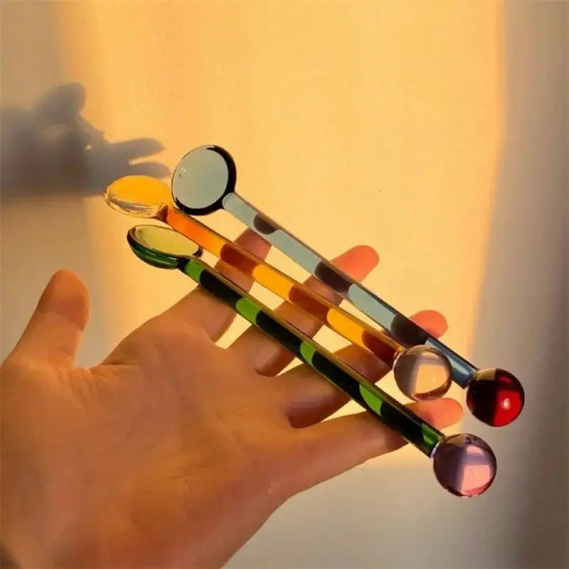 Long Handle Glass Mug with Spoon
