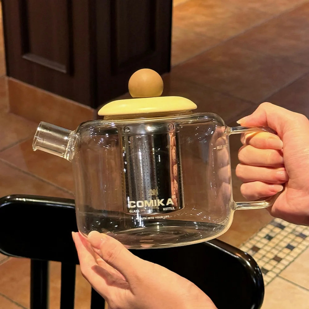 Heat-Resistant Borosilicate Glass Teapot (1000ml)